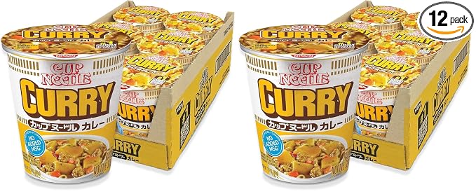 Nissin Cup Noodle Ramen Noodle Soup,Curry,2.82 Ounce,(Pack of 12)