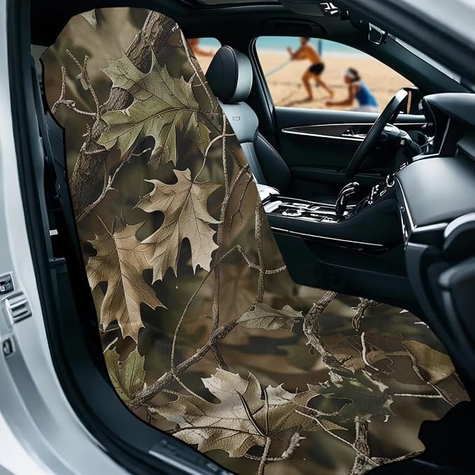 INSTANTARTS Hunting Camo Forest Towel Car Seat Covers Sports Car Towel Mat for Yoga and Travel Car Seat Towel