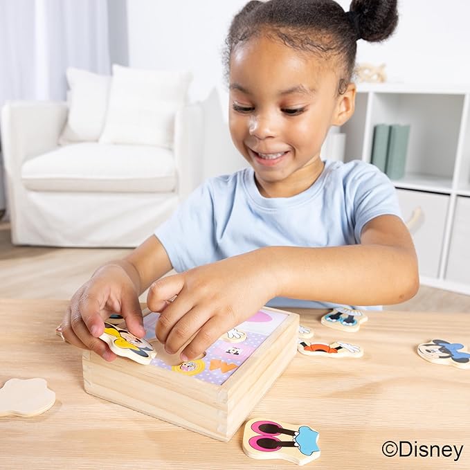 Melissa & Doug Disney Minnie Mouse Dress-Up Puzzle, 18 Pieces Mix and Match Outfits, Sorting & Matching Toy with Storage Case, Educational Puzzle for Toddlers Ages 3+