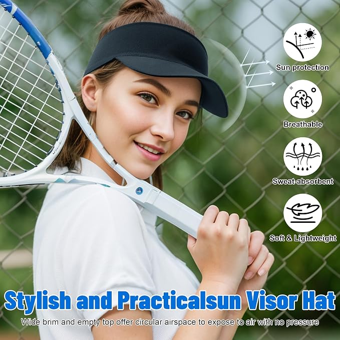 Sukeen Cooling Stretchy Sun Visor for Women Men UV Protection Cooling Hat | Lightweight quick-dry free size vizor with instant cooling, sports visor hat for golf, tennis, cycling, running, pickleball