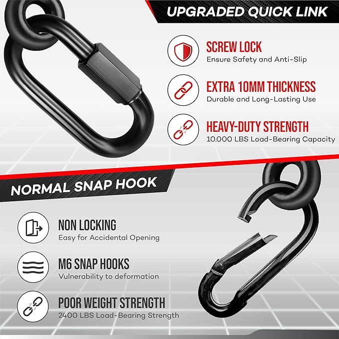 [Premium] Swing Hanger, Heavy Duty 10MM Solid Swing Set Hardware, Swing Hooks Screws Bolts with Quick Link, Swing Set Bracket for Porch, Playground, Concrete, Wooden
