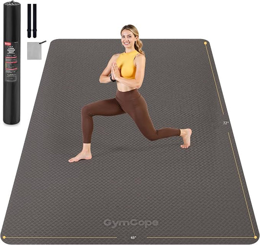 Extra Large Yoga Mat – 72"x48" or 78"x57", 1/4"–1/2" Thick Mat for Women & Men, TPE Non-Slip Pilates Mat for Home Gym, Yoga, Stretching, Meditation
