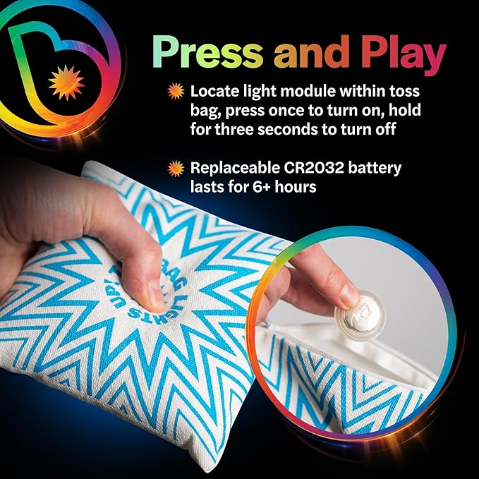 Brightz BagBrightz LED Cornhole Bags, 4-Pack - Cornhole Bean Bags That Light Up - Next Level Gameplay Experience! - 6+ Hours of Glow Time - Sold in Packs of 4 - Select Your Team Colors!