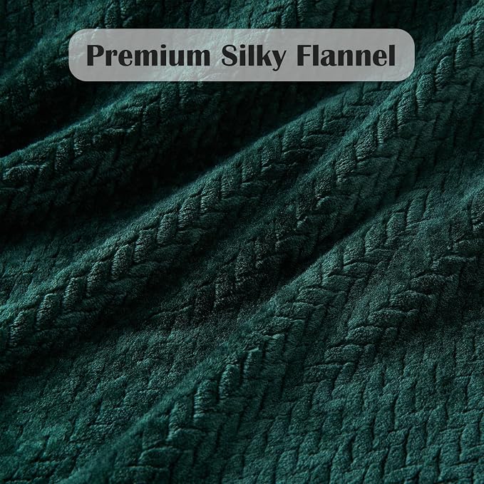 NEWCOSPLAY Fleece Leaves Pattern Throw Blanket, Forest Green, 50"x60" | Super Soft Throw Blanket, Lightweight Cozy Bed Sofa Blanket, Premium Silky Flannel Fleece, Travel Blanket for All Season Use