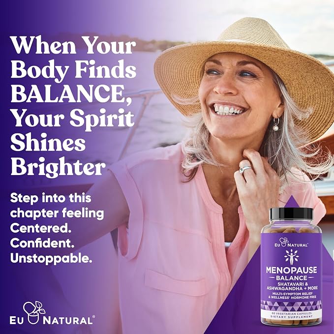 Premium Menopause Supplement for Women - Menopause Balance with Shatavari, Ashwagandha, L-Theanine & Holy Basil - Holistic Multi-Symptom Menopause Support & Hot Flash Relief - 60 Vegetarian Capsules