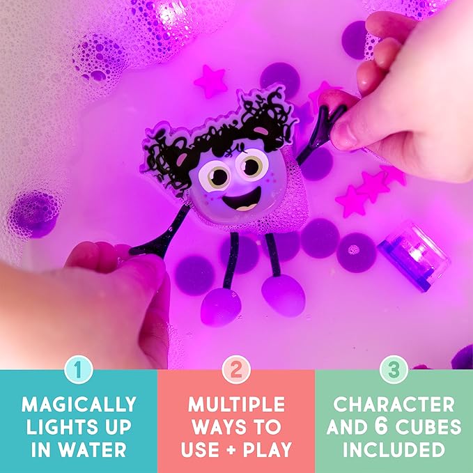 New Glo Pals Lumi Water-Activated Bath Toy with 6 Reusable Light-Up Cubes for Sensory Play - Valentine Day Gift