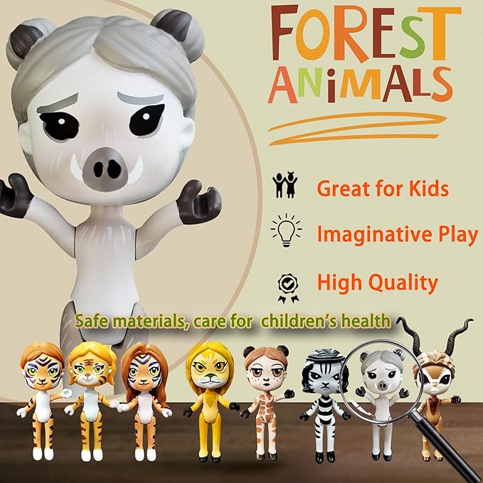 PLENTY MORE Forest Animal Theme Series Action Figure - 3.5 inches / 8cm Collectible Action Figure, Creative Forest Animal Toy, Educational & Fun Play for Ages 3+, Safe & Non-Toxic (Piggy Forest)