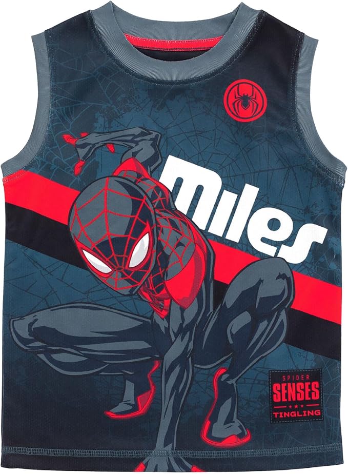 Marvel Spider-Man Miles Morales Hulk Mesh Jersey Tank Top Shirt and Basketball Shorts Toddler to Big Kid Sizes (2T - 18-20)