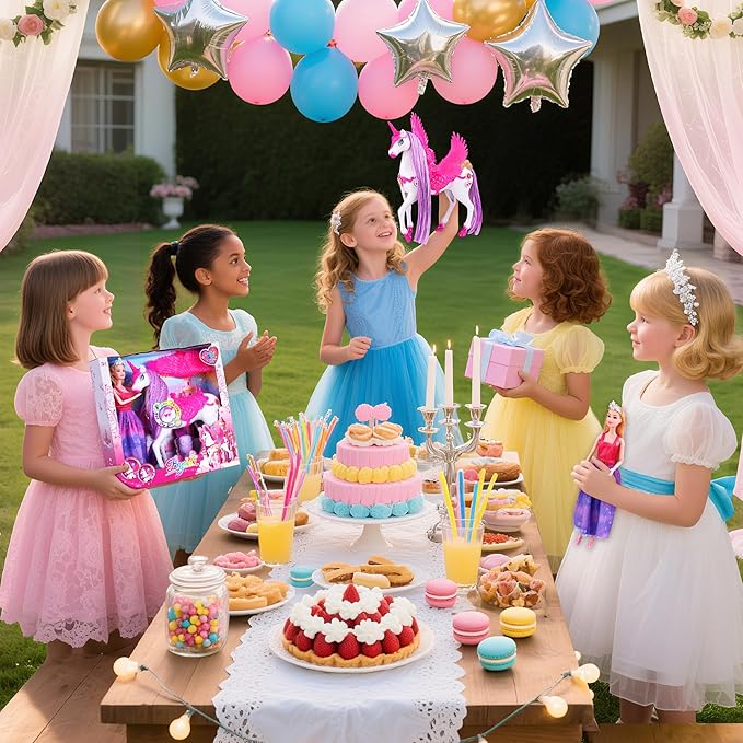 Magic Light Unicorn & Princess Doll, Unicorn Toys for Girls 3-6, Christmas Birthday Gifts for Kids Girls Aged 3 4 5 6 7 8