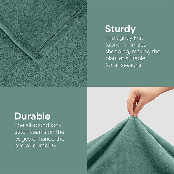 Utopia Bedding Soft Fleece Bed Blanket Queen Size Celadon (90x90 Inch) | Microfiber Plush Warm Lightweight Breathable Cozy Blanket Anti-Static, All Season Use, Gift for Women and Men