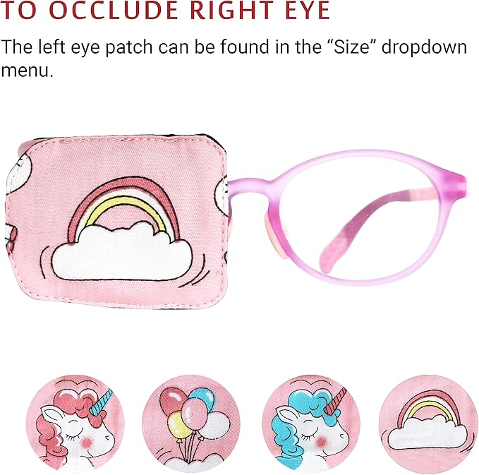 Astropic Cotton & Silk Eye Patch for Kids Glasses (Right Eye, Rainbow)
