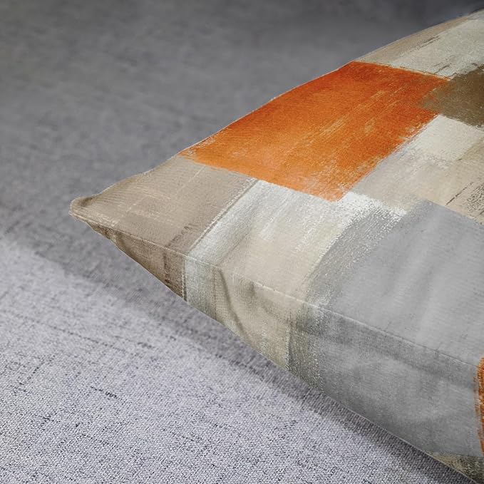 Emvency Throw Pillow Covers Set of 2, 16 x 16 Inch, Orange Beige and Grey | Modern Abstract Painting Outdoor Decorative Square Pillow Cases Couch Cushion Case for Couch Bed Sofa Living Room Home Decor