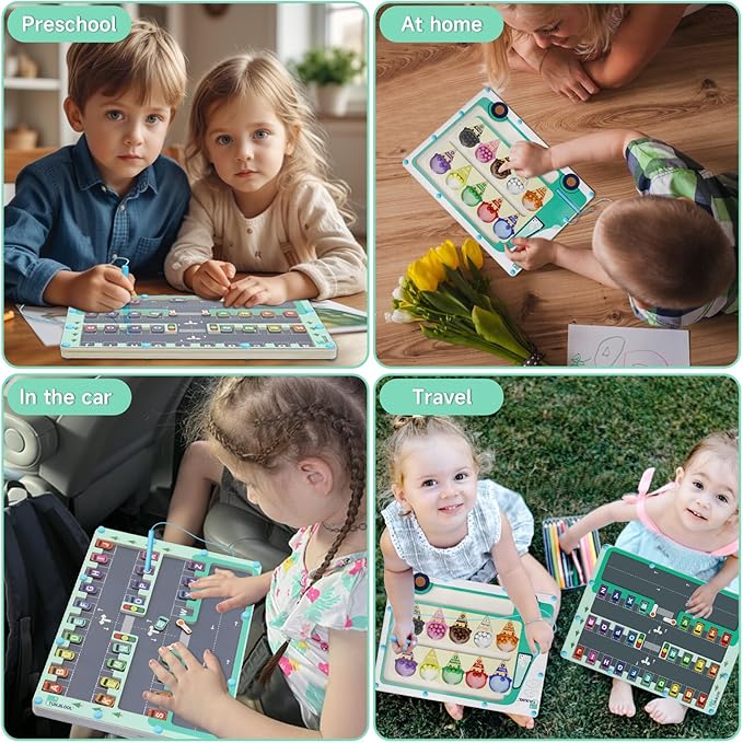 TUNJILOOL 2 in 1 Magnetic Color and Number Maze Board, Alphabet Counting Puzzle Double Sided Busy Board, Montessori Educational Toys for Kids, Fine Motor Skills Learning Toys