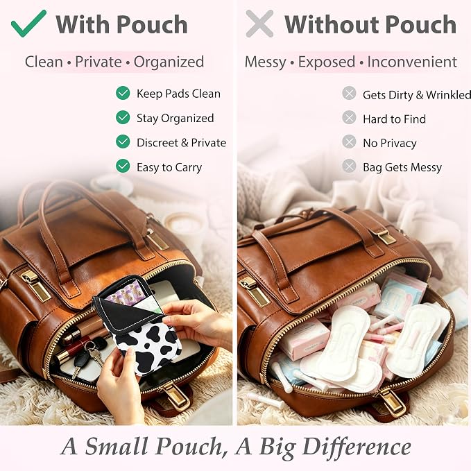 KJQJLY 2 Pack Portable Tampon Organizer Bag Tampon Holder & Storage Case with Zipper for Travel, Discreet Period Bag for Purse, Waterproof Feminine Products Pouch for Women (Animal Pattern)