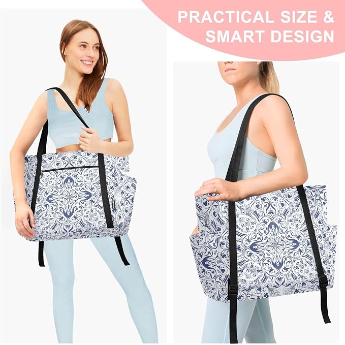 MCHIVER Yoga Bag for Women Men Large Yoga Mat Bag with Adjustable Strap Workout Bags Totes for Pilates Yoga Travel
