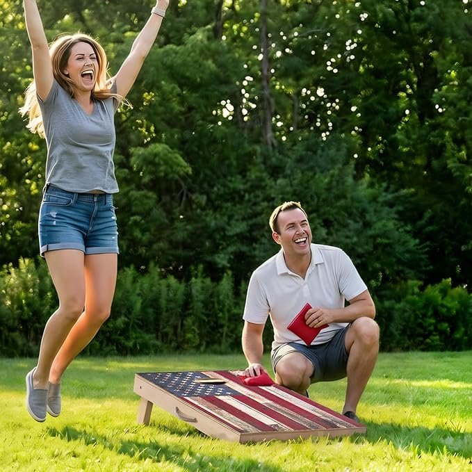 Sportdo 4x2 ft Solid Wood Cornhole Set with 8 Bean Bags, Regulation Size Cornhole Board Set for Adults, Cornhole Game Set for Tailgate Backyard Toss Games Indoor&Outdoor Activities