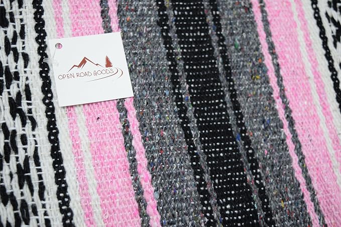 Open Road Goods Bulk Falsa Blankets - Handwoven Authentic Mexican Falsa - Great for Weddings, Yoga, Beach, Picnics, or Mexican Throw! (Pink, 15 Pack)