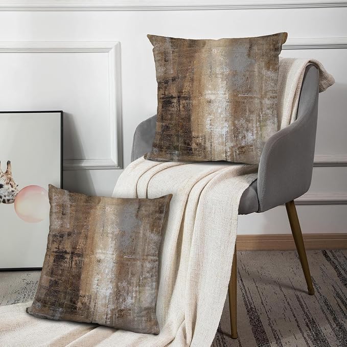 Throw Pillow Covers for Couch, 22x22 Inch, 2 Pack, Taupe | Decorative Throw Pillow Covers Cushion Covers for Couch Bedroom Sofa Living Room