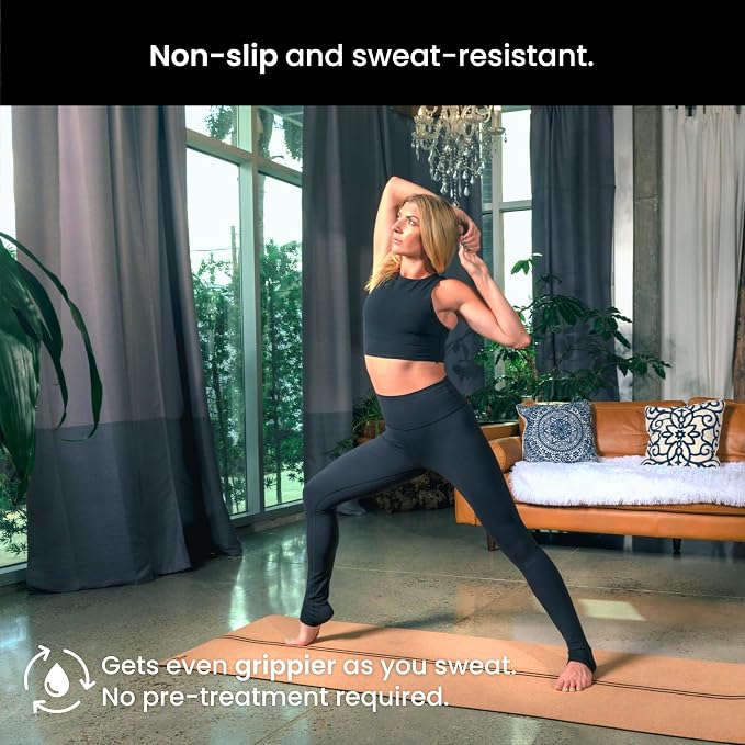 Luxury Cork Yoga Mat - Non Slip, Extra Thick Grip. Thicker, Longer, and Wider for More Comfort and Support. Tough Enough For Hot Yoga. Natural, Non Toxic, and Eco Friendly. Optional Alignment Lines.