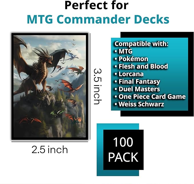 Unstoppable Relentless Dragon Game Card Sleeves 102 Pack – Compatible with MTG and Other TCGs Ur-Dragon Commander Decks - Premium Standard Card Sleeves for Magic The Gathering