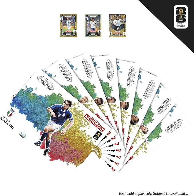 Monopoly Panini Prizm: FIFA World Cup Game I Soccer Board Game with Monopoly Panini Prizm FIFA World Cup 2026 Trading Cards I Ages 8+