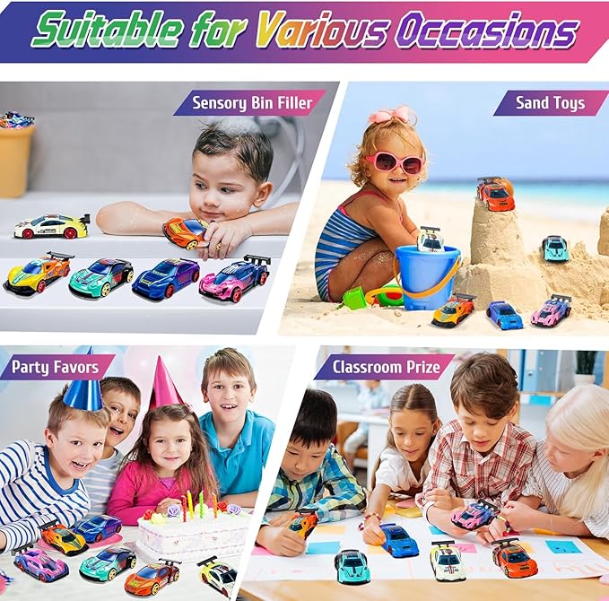 Color Changing Cars Toys Bath Toys for Ages 1-3 4-8 Valentines Day Gifts for Kids Grandkids Boys Birthday Gifts Race Cars Themed Party Favors Valentines Basket Stuffers Sensory Die-Cast Toys