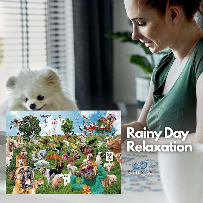Pooping Puppies Park Party 1000-Piece Puzzle for Adults - Funny Pooping Dogs Jigsaw Puzzle for Dog Lovers & Puppy Owners, Great Prank Gift (1000 Pieces)