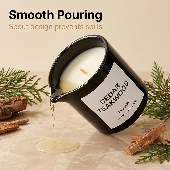 Massage Oil Candle, Ultra Hydrating Body Care with Soybean Oil, Body Oil Candle, 8.1oz, Amazing Gift (Cedar Teakwood)