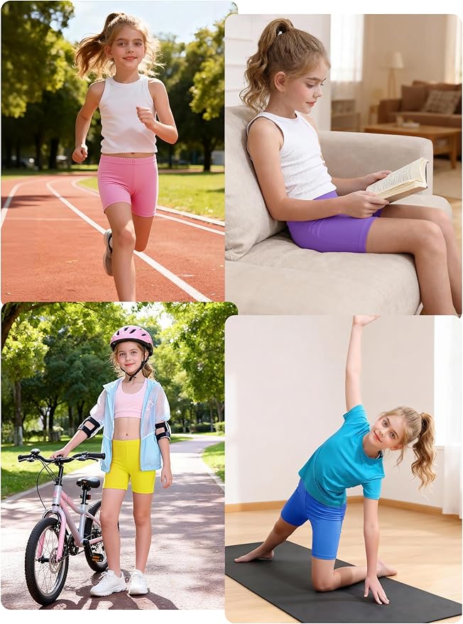 Resinta 6 Pack Girls Bike Shorts Under Dress Dance Cartwheel Shorts for Toddler Kids Summer Clothes Multicolor