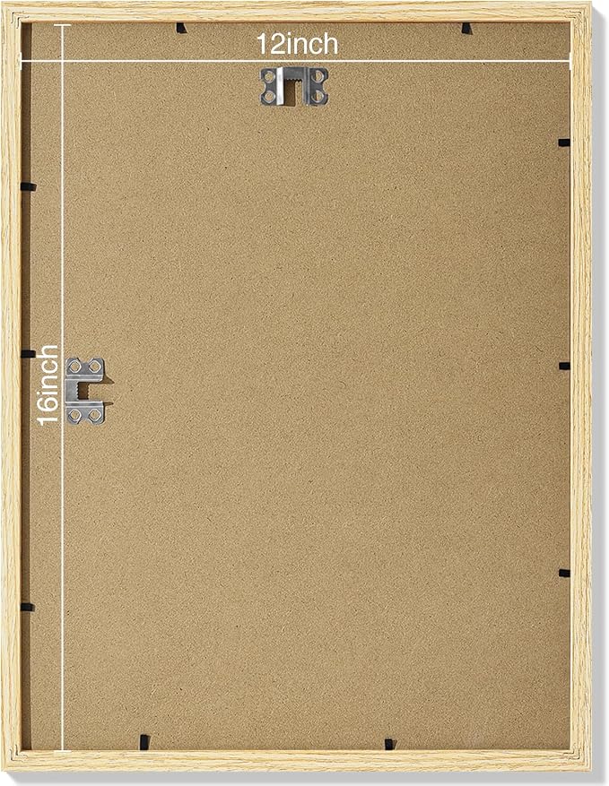 Vittanly 12x16 Picture Frames Set of 9 for Wall Mounting, OAK | Display Pictures 11x14 with Mat or 12x16 without Mat, Engineered Wood with Shatter Resistant Plexiglass, Gallery Photo Frames