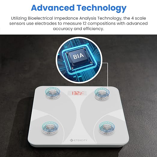 Etekcity Scale for Body Weight, Smart Digital Bathroom Weighing Scales with Body Fat and Water Weight for People, Bluetooth BMI Electronic Body Analyzer Machine, 400lb