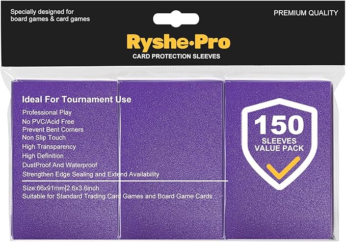 Premium Card Sleeves, 150 Sleeves 2.6''x3.6''(66x91mm) Compatible with Standard Sized Trading Card, Fit for MTG PTCG Game Card, Baseball Card, Sport Card (Purple)
