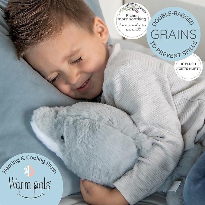 Warm Pals - Heatable Coolable Bedtime Comfort Plushie - Dolly Dolphin - 1.5lbs - Cozy Microwavable Lavender Scented Plush Toys - Heated Stuffed Animal