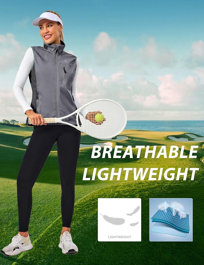 Little Donkey Andy Women's Lightweight Vest Windproof Sleeveless Jacket | Cycling Windproof Vest, Water-Repellent Stretch Shell, Lightweight Tennis Running Outerwear, Golf Hiking Workout Sleeveless