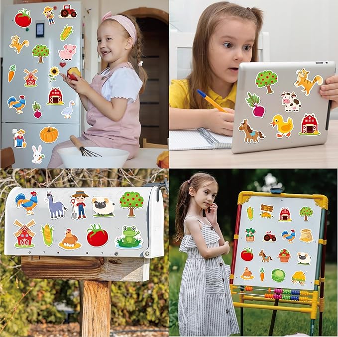 Large Size Cute Fridge Magnets for Toddlers, Preschool Spelling Learning Education Refrigerador Magnetic Toy (Farm 48pcs)