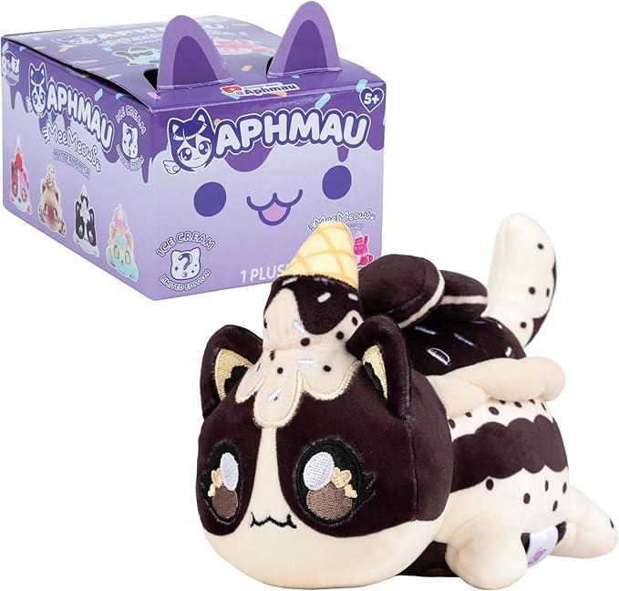 Aphmau 6” MeeMeow Mystery Plush – Ice Cream; YouTube Gaming Channel, Blind Box, 1 of 8 Possible Ice Cream MeeMeows, Official Merch