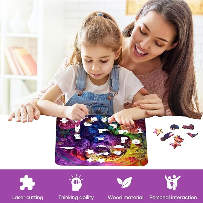 Qiuenisray Wooden Puzzles 500 Pieces, Painted Labrador Dog Jigsaw Puzzles, FSC Certified Unique Shape Royal Animal Adult Puzzles, Irregular Best Gift for Family Game 16.5 x 16.5 in