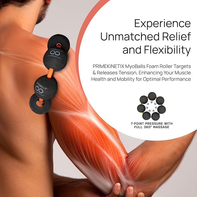PRIMEKINETIX MyoBalls Massage Therapy Balls - 360° Relief for Plantar Fasciitis, Shin Splints, Tight Calves & IT Band - Deep Tissue Trigger Point Tool for Athletes & Active Lifestyles - 7 Ball Set