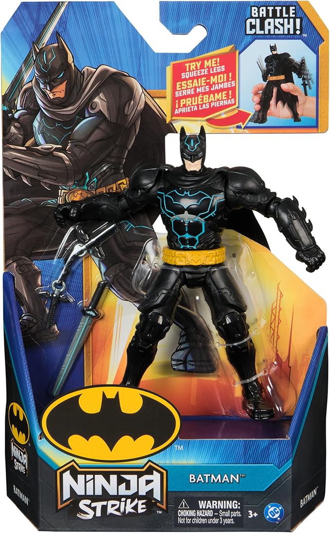 DC Comics, Batman Battle Clash 6” Ninja Strike Batman Action Figure with 2 Ninja Accessories, Super Hero Kids Toys for Boys and Girls Ages 3 & Up