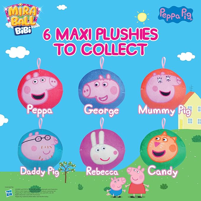 MiraBall Bibi Peppa Pig - Surprise Egg Capsule with Memory Foam Expandable Plush Toy – 3.7" (9.5cm) Soft Collectible with Hidden Surprises – Fun Gift for Kids, Parties, Holidays, Stocking Stuffers