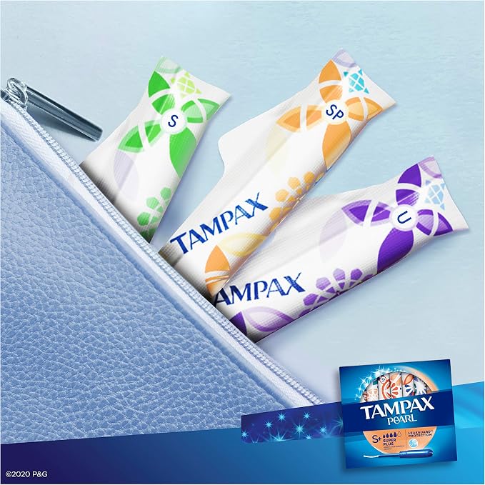 Tampax Pearl Tampons with Plastic Applicator, Super Plus Absorbency, Unscented, 50 Count - Pack of 6 (300 Count Total)