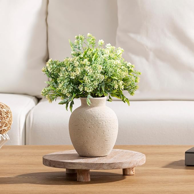 Vanselia Ceramic Flower Vase Home Decor - Small Farmhouse Table Vases Rustic Vintage Living Room Kitchen Bedroom Decorations for House Book Shelf Office Coffee Desk Dining Fireplace (6" Rustic)