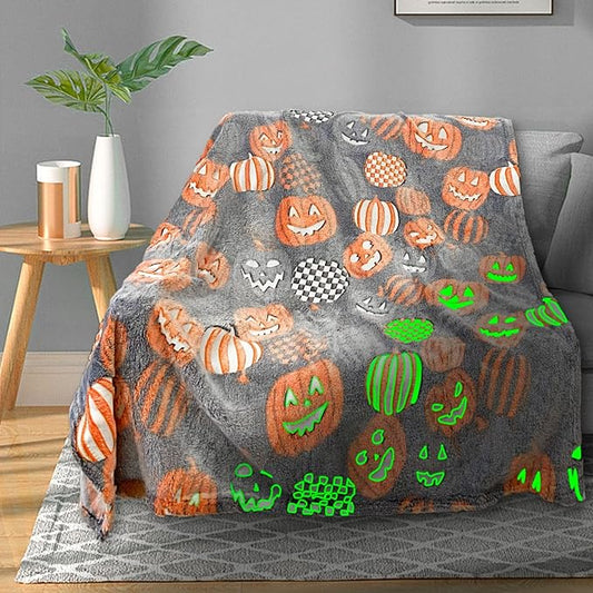 TEHALK Cute Halloween Pumpkin Blanket - Spooky Fall Throw for Kids, Teens, Women, Men - 40"x60"