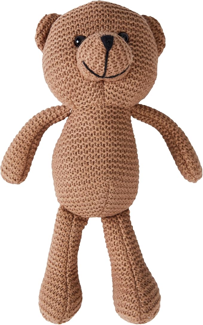 Teddy Bear, Cute, Knitted, 10" Stuffed Animal, Cotton Plush, Vintage, Brown, Unisex, 0+