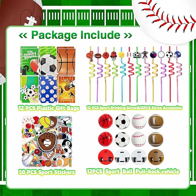 122PCS Sports Party Favors Set Ball birthday Party Supplies School Stationery Sports Party Team Gift Fillers School Classroom games Rewards Supplies