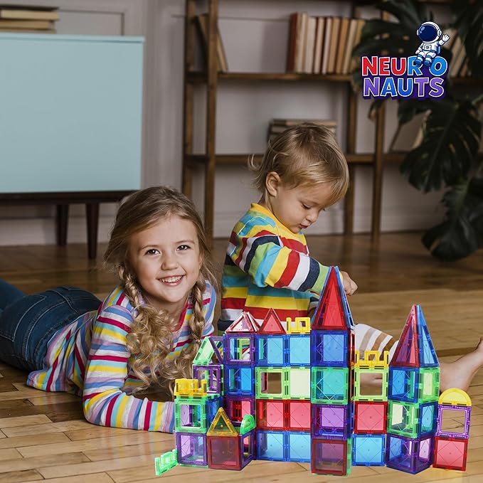 Magnetic Tiles for Kids | STEM Learning Building Set | Montessori Magnetic Blocks | Creative Educational Tiles | Safe Durable | Gift for Boys Girls Ages 3+