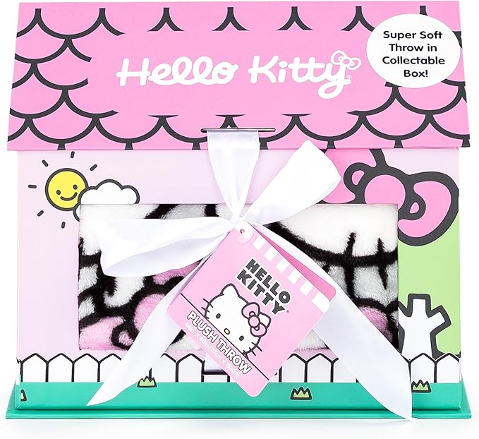 Jay Franco Hello Kitty Throw Blanket with Playhouse Gift Box - Plush Throw Measures 46 x 60 Inches - Super Soft Special Edition Fleece Bedding