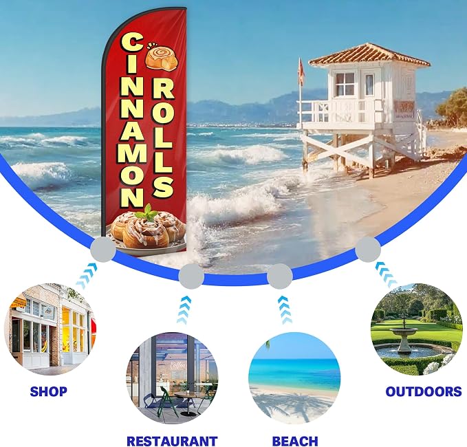 Cinnamon Rolls Feather Flag for Storefronts 6 FT (Flagpole Not Included) | Business Advertising Flag