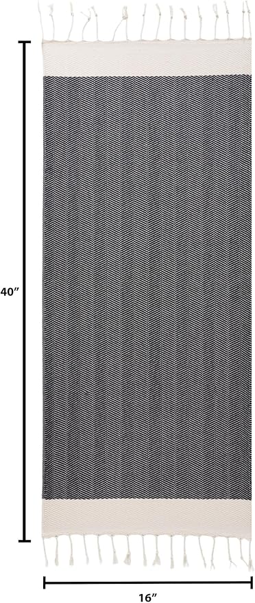 BAY LAUREL Turkish Hand Towel – Pack of 2 | Soft & Absorbent Decorative Towels for Bathroom, Hand, Face, Hair, Gym, Yoga, SPA, Kitchen & Tea | Boho Decor (Black, Herringbone 16x40 Inches (Set of 2)