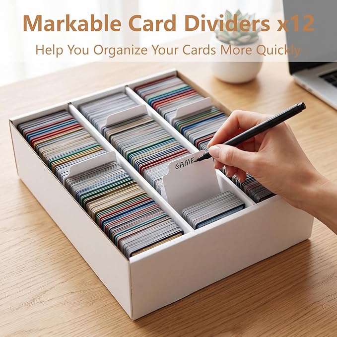 RLAVBL 1 Pack Trading Card Storage Box, 2400 Count Cardboard Card Boxes with Dividers for Sports, MTG, TCG, Toploader, 3 Row